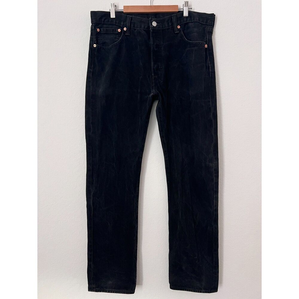 Levi’s Men's 501 Button Fly Jeans Classic Straight Leg Black Denim W36 L34